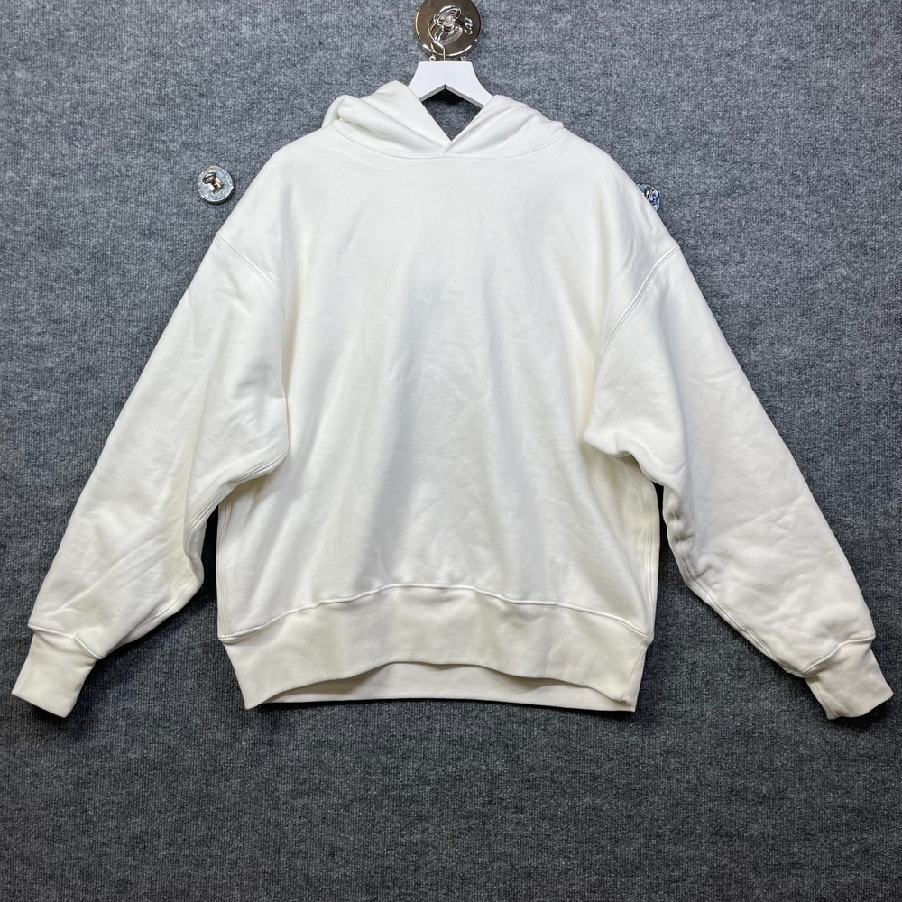 Yeezy Gap Hoodie Men Cream Fleece Oversized Pullover Streetwear USA Made - Large